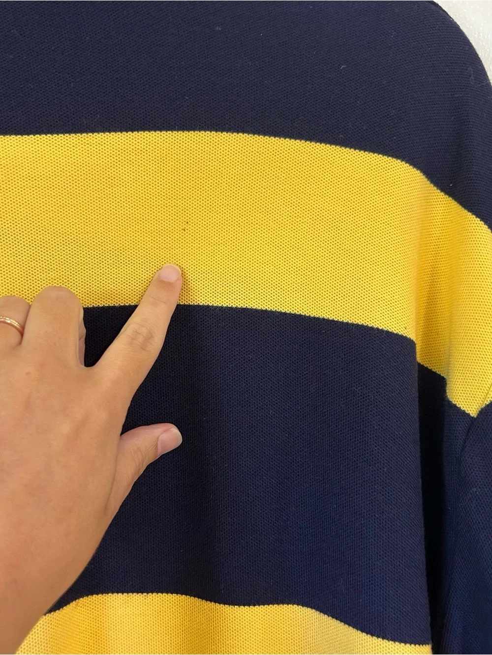 Ralph Lauren Men’s Striped Rugby Polo in Navy & Yellow Preppy Sz Large